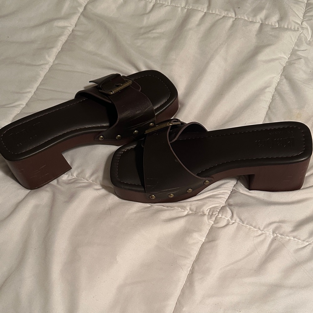 Primark Dark Brown Block Heel Mules